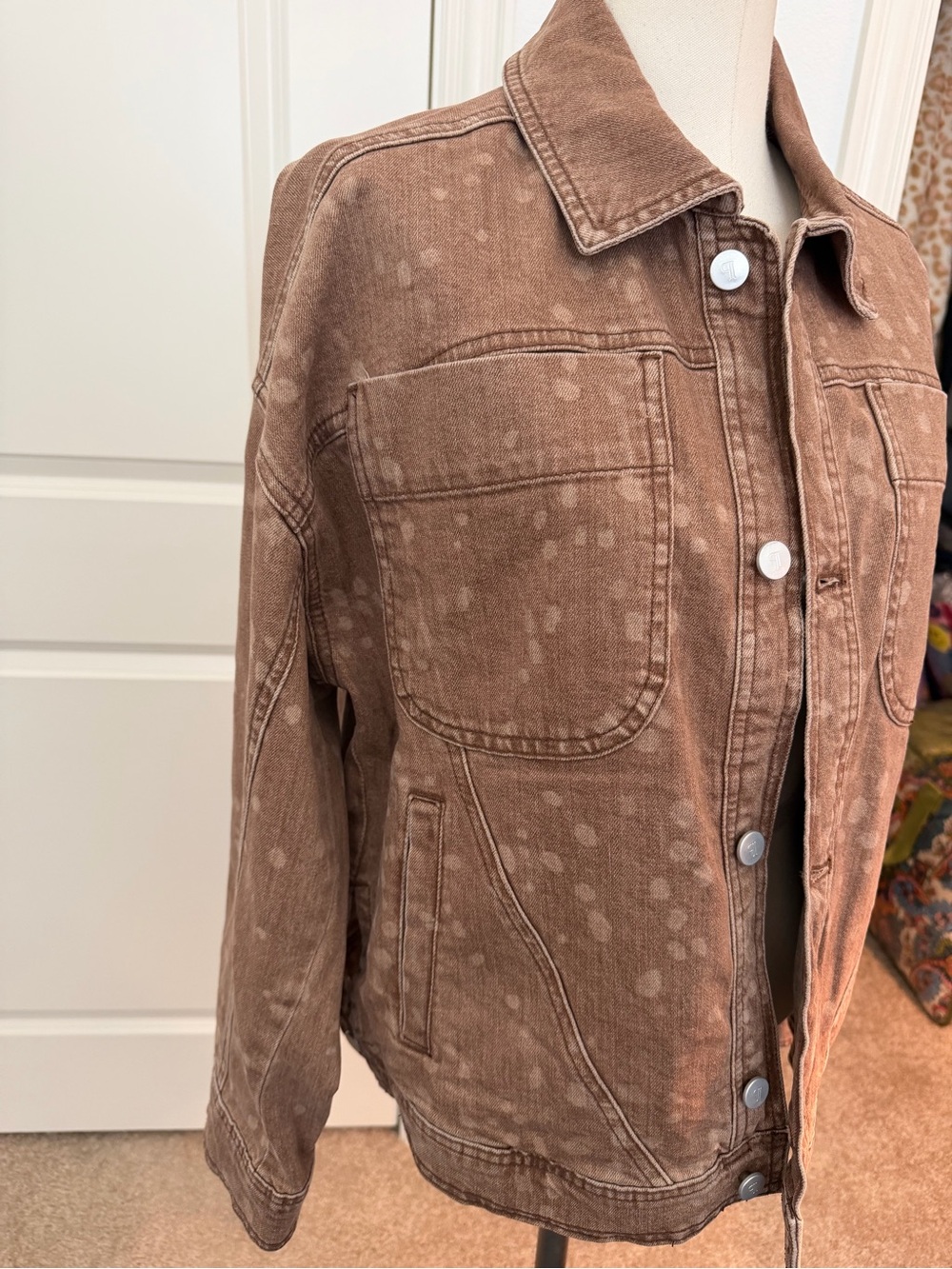 Pilcro deer print Brown Patch-Pocket Denim Jacket - Picture 3 of 6